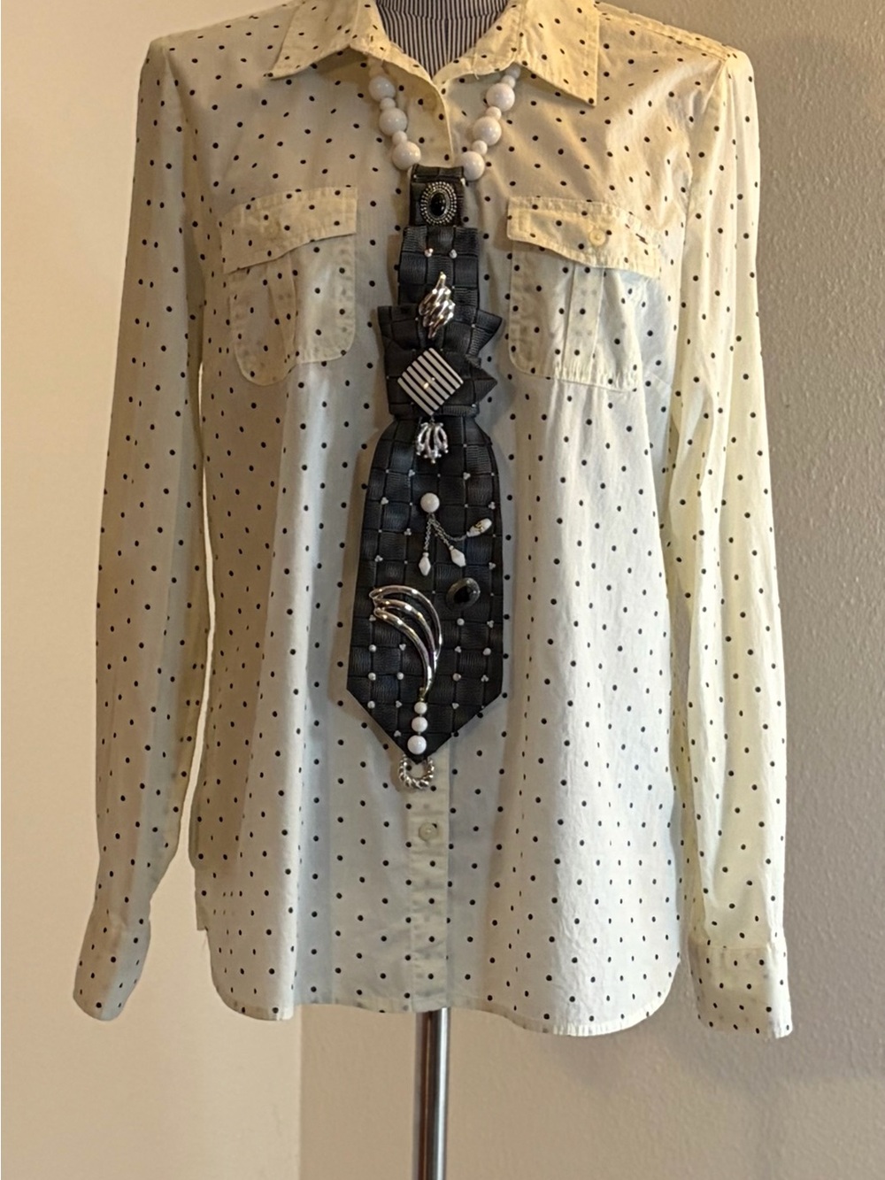 Menswear Tie Necklace Black & White